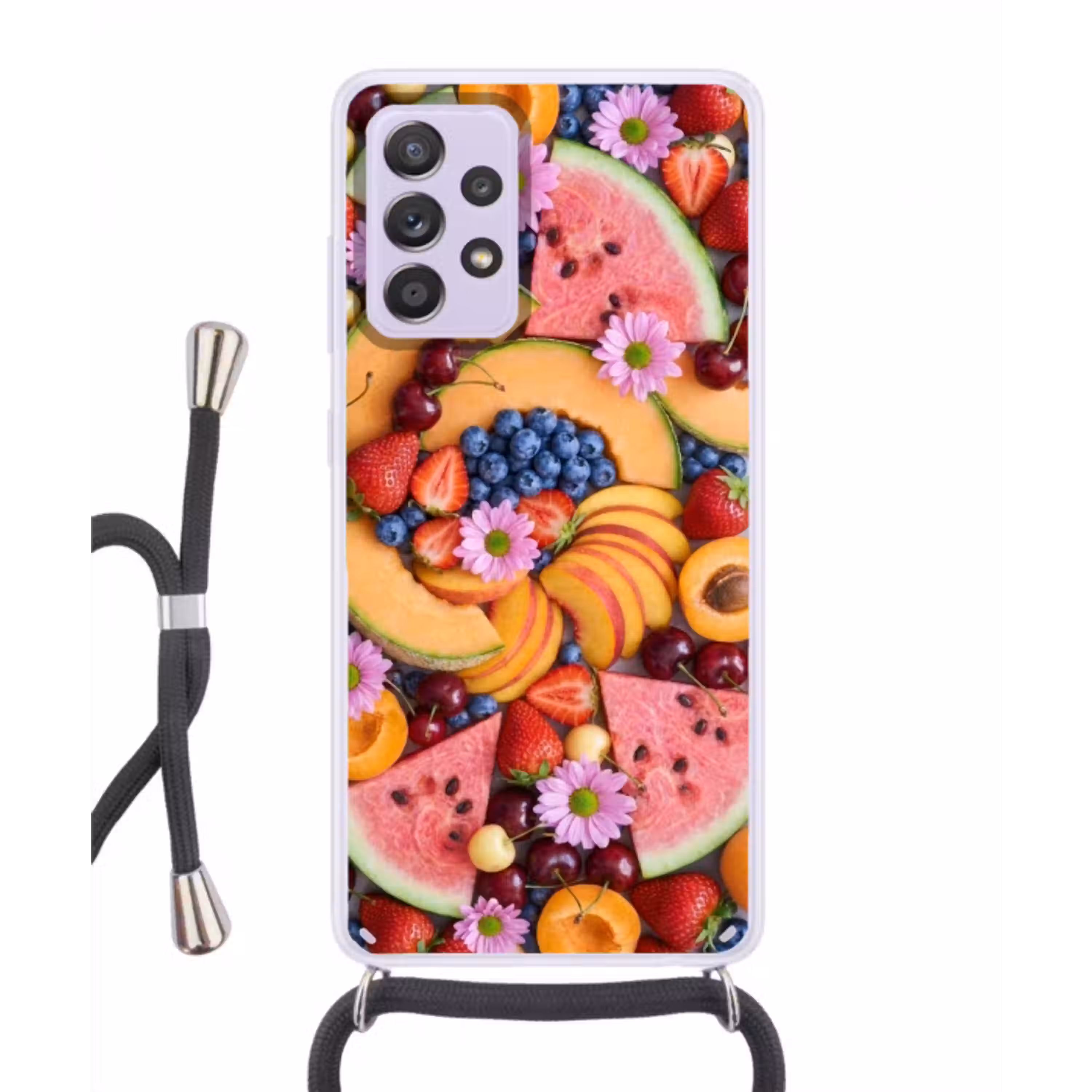 Eten - Fruit - Zomer - Kleurrijk Hoesje Samsung Galaxy A52 5G met koord klein -3d