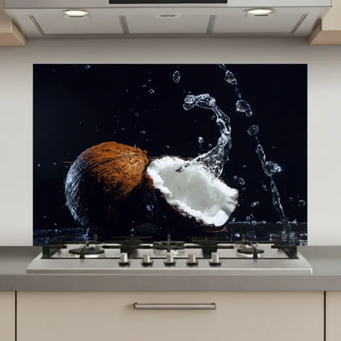 Kokosnoot - Stilleven - Water - Zwart - Fruit keuken achterwand spatscherm klein -3d_website