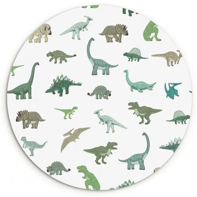Dinosaurus - Groen - Jongens - Bruin - Kind - Patronen Wandcirkel kunststof plaat 5mm dik klein -3d