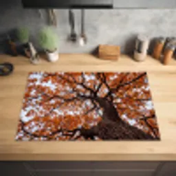 Boom - Bladerdak - Herfst - Oranje - Sfeervol Inductie beschermer vinyl 3mm klein -sfeer5