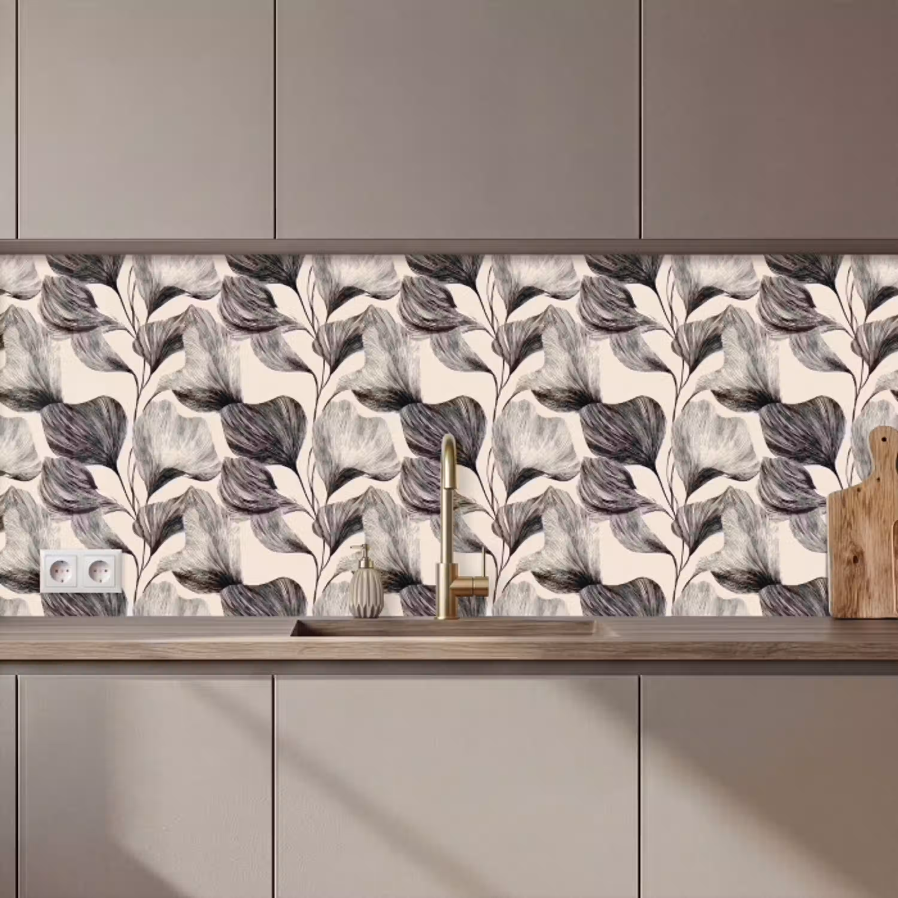 Botanisch - Bladeren - Zwart keuken achterwand 2 middel 871 zz_3dshopping
