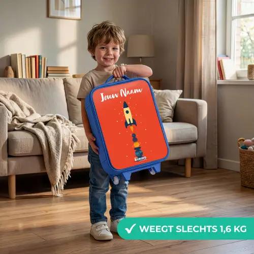 Raket - Sterren - Planeten Kinderkoffer - Blauw klein -sfeer2_NL
