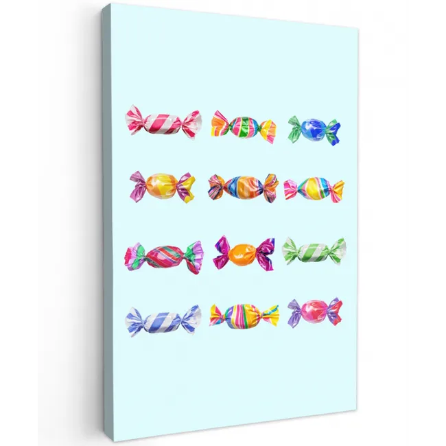 Snoepjes - Realistisch - Kleurrijk Tuinposter op houten frame 2 cm dik middel -3d