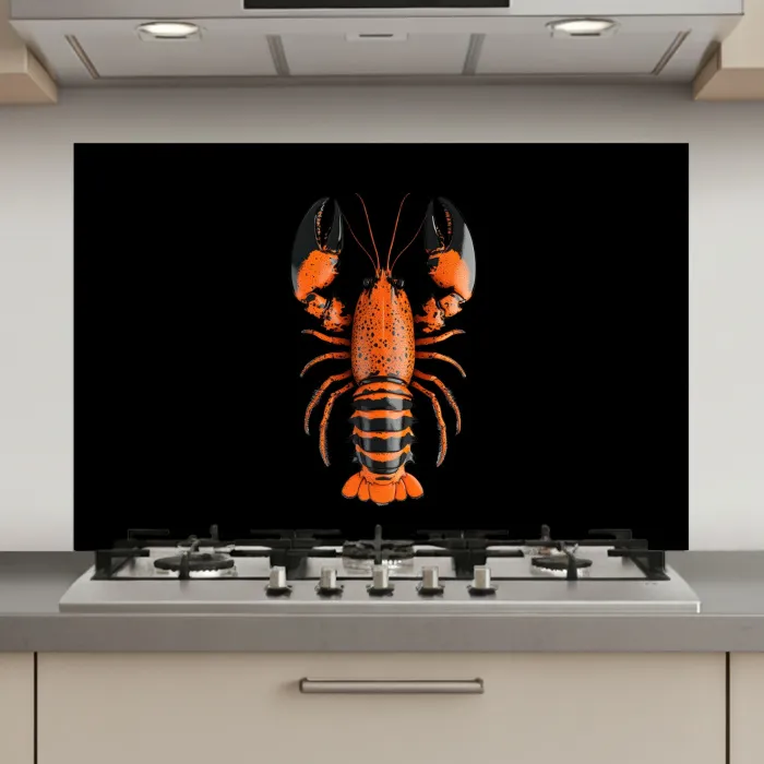 Kreeft - Oranje - Zwart - Modern keuken achterwand spatscherm klein -3d_website