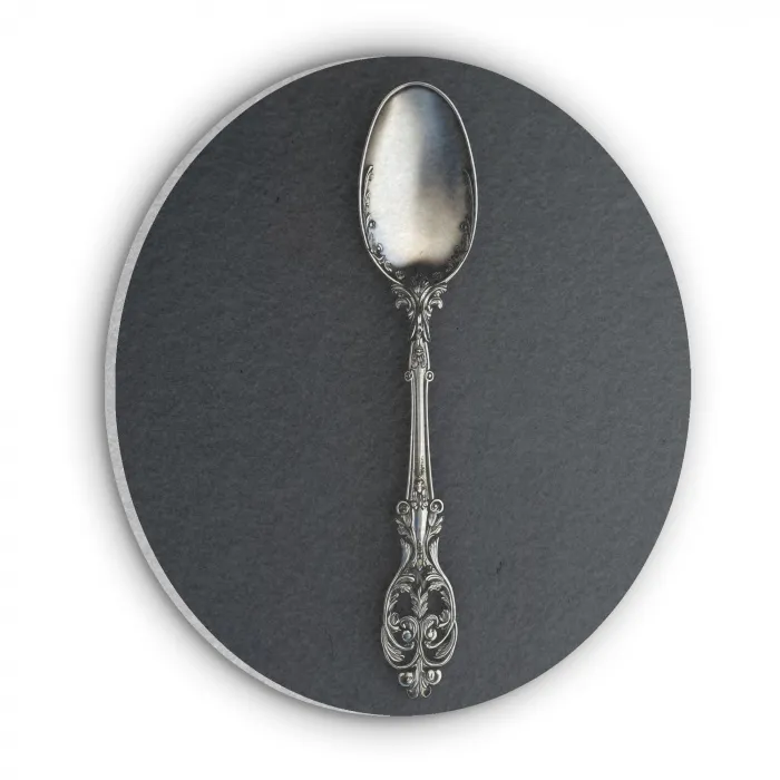 Lepel - Zilver - Metaal Akoestische PET Vilt - Rond klein -3d