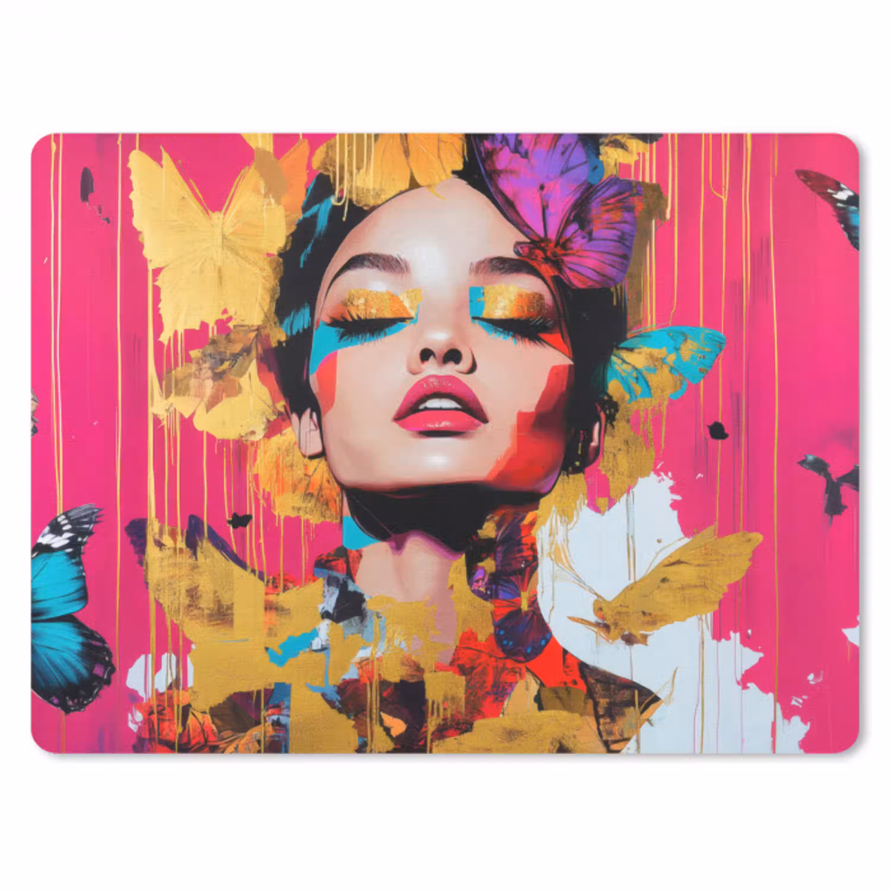 Vrouw - Abstract - Kleurrijk muismat rubber klein -3d