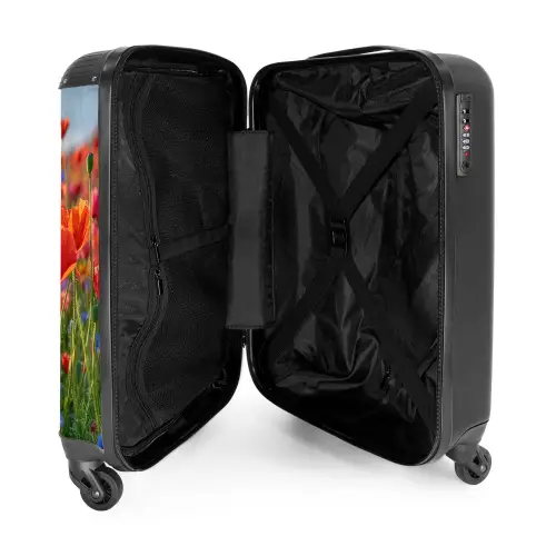 Veld met kleurrijke klaprozen NBS - Handbagage koffer - Kinderen Unisex middel -binnenkant