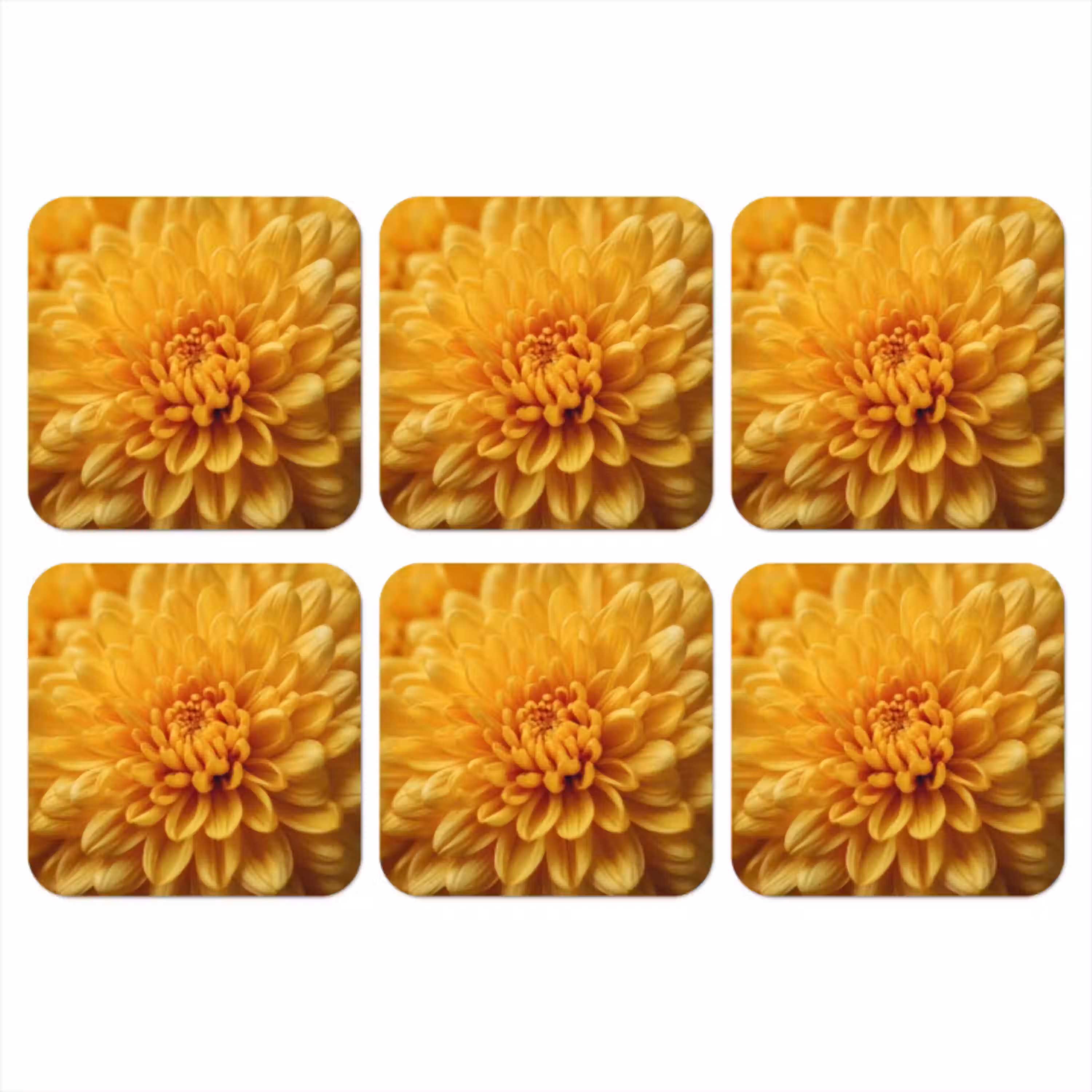 Geel - Chrysant - Zachtheid onderzetter kurk middel -3d