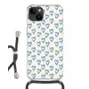 Hartjes patroon - Blauw - Beige - Liefde Crossbody Case iPhone 14 middel -3d