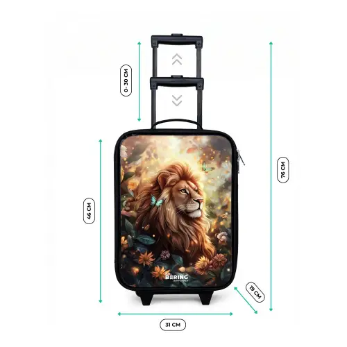 Leeuw met vlinders in bloemrijke jungle Kinderkoffer - Zwart klein -productfoto_formaten