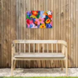 Kleurrijk - Bloemen - Abstract - Stippen Tuinposter op houten frame 2 cm dik klein -sfeer4