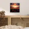 Landschap - Zonsondergang - Bloemenveld aluminium wit klein -sfeer3