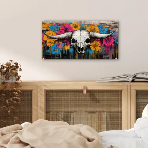 Schedel - Bloemen - Graffiti plexiglas 5mm klein -sfeer4