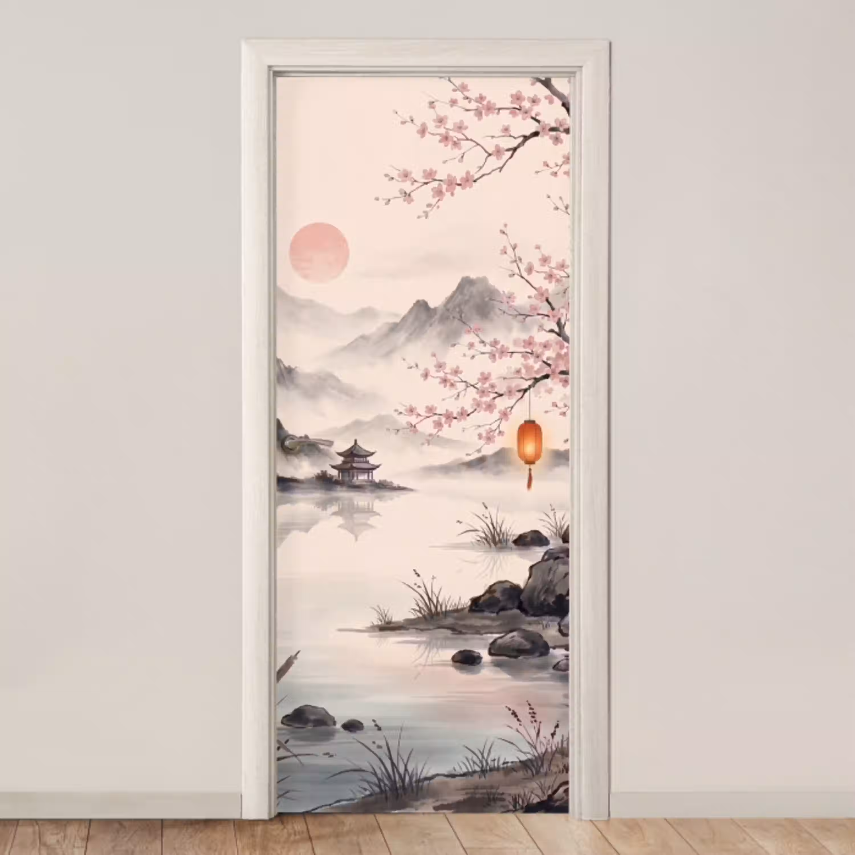 Zon - Japans - Traditioneel deurposter klein -3d_beige
