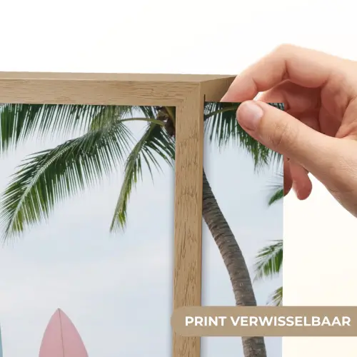 Surfboard - Palmbomen - Kleurrijk Light Box met batterij (Wandlamp) middel -USP_websiteprintNL