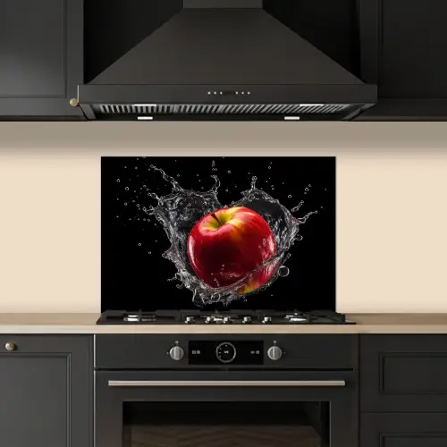 Appel - Rood - Water - Zwart - Fruit keuken achterwand spatscherm klein -sfeer1