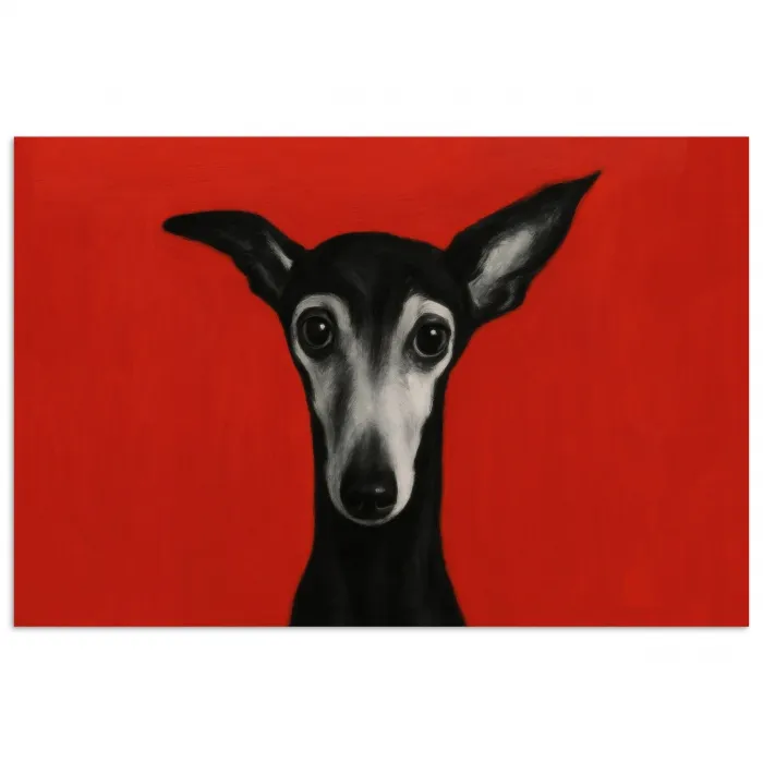Windhond - Minimalistisch - Rood poster papier klein -3d