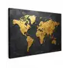 Wereldkaart - Goud - Steen canvas 2cm klein -z3d