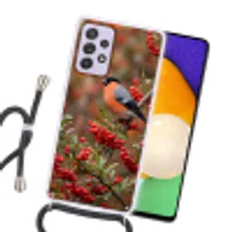 Goudvink - Bessen - Herfst - Natuur - Kleurrijk Hoesje Samsung Galaxy A52 5G met koord klein -sfeer1