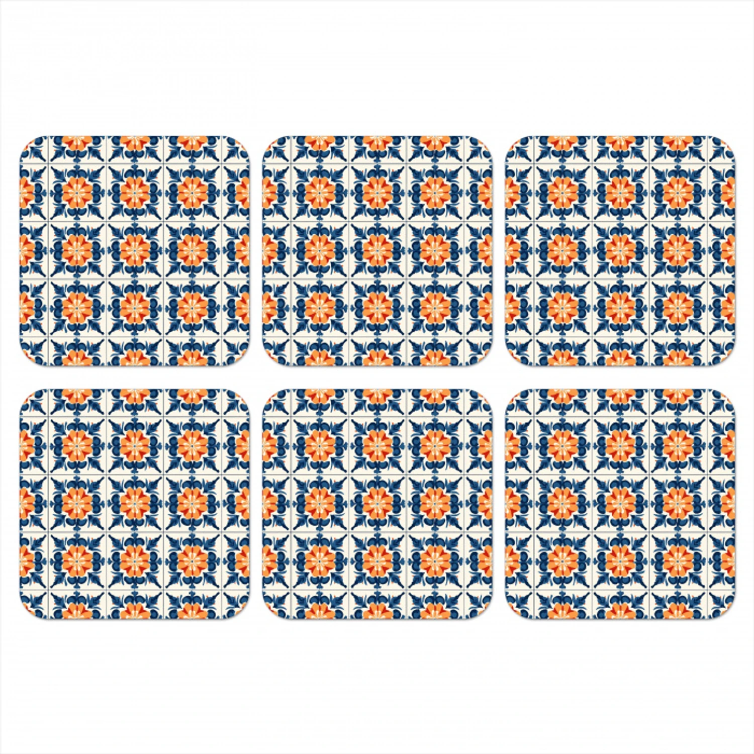 Traditioneel - Tegel - Oranje onderzetter kurk middel 366 -3d