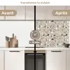Terrazzo - Patroon - Groen keuken achterwand 2 middel 871 -voor-na2_FR
