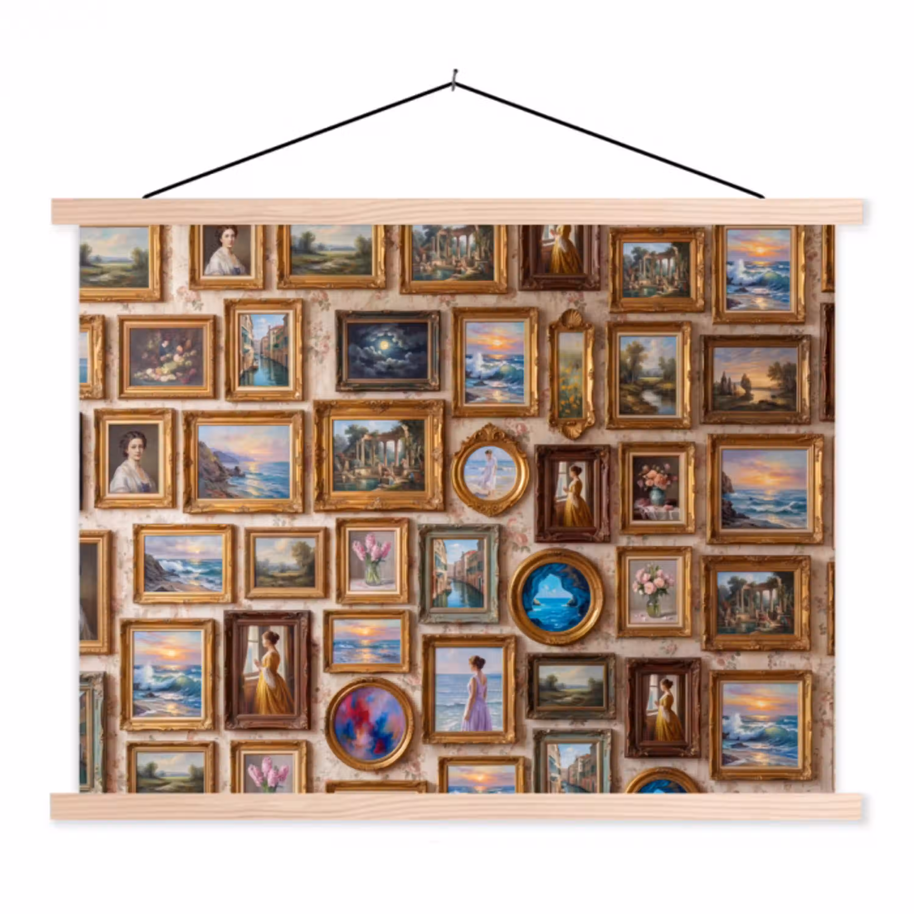 Interieur - Kunst - Collectie - Klassiek - Goud textielposter latten blank klein -3d