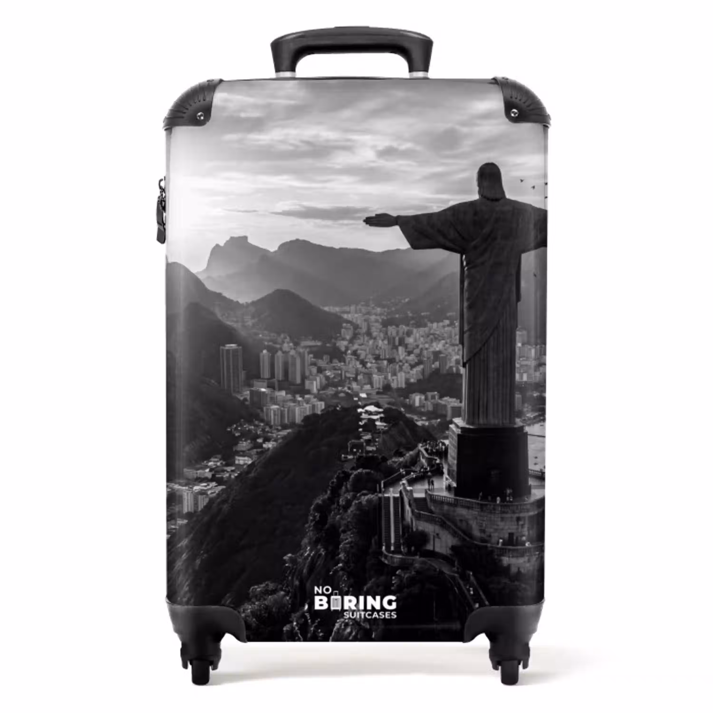 Monument - Stadsgezicht - Landschap - Zwart - Wit NBS - Handbagage koffer - Volwassenen Unisex middel -productfoto_recht