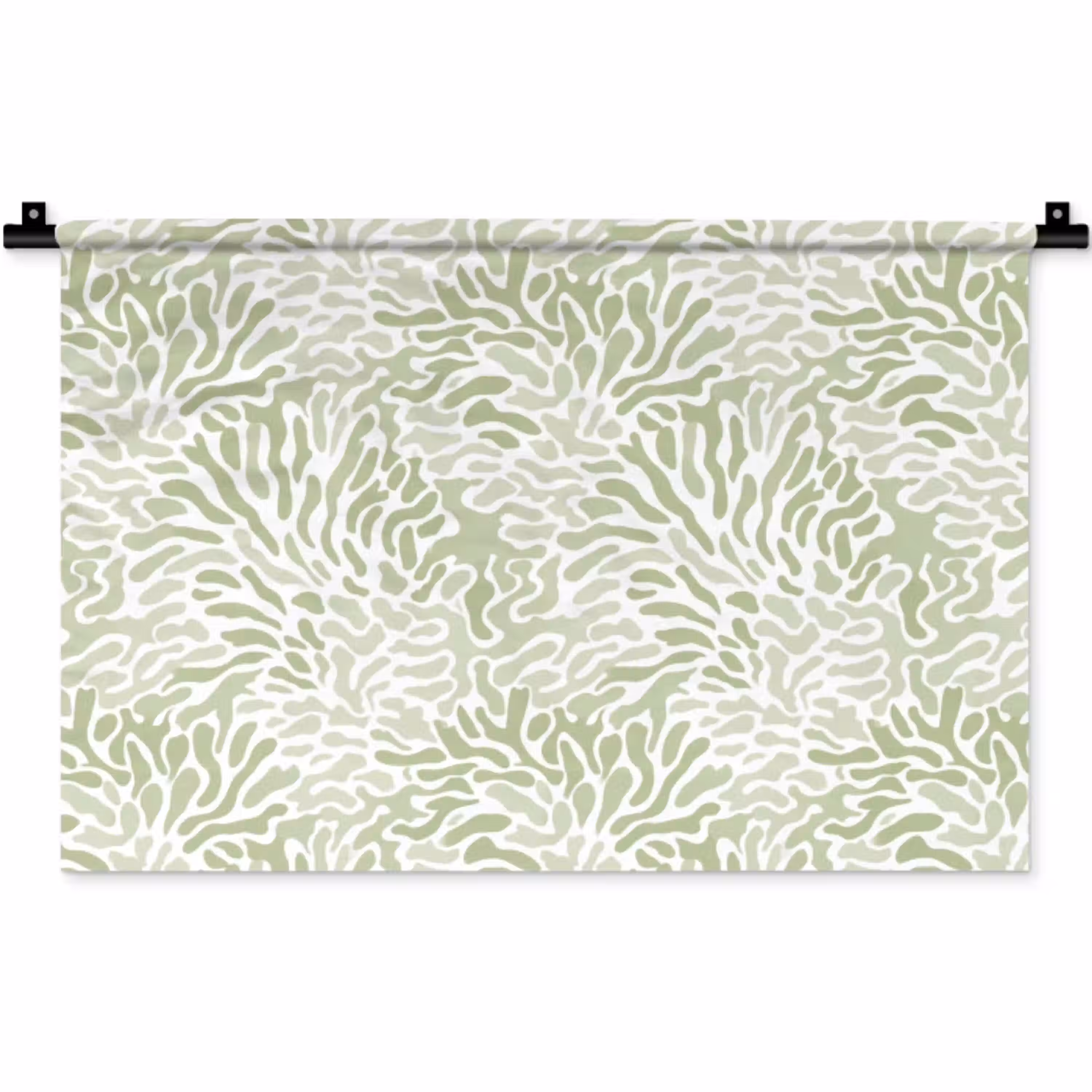 Saliegroen - Abstract - Organisch - Koraal - Patroon Wandkleed katoen klein 269 -zz3d