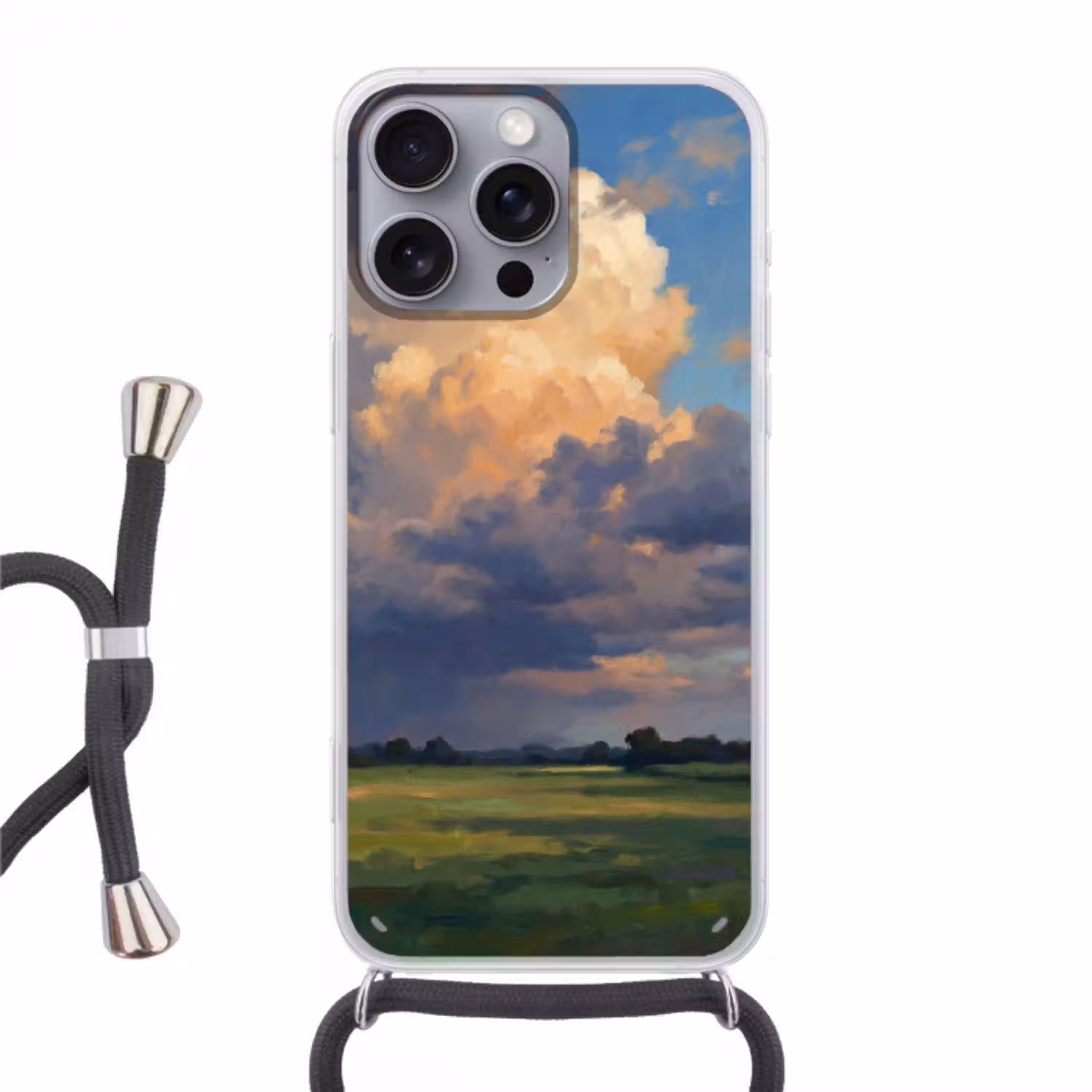 Lucht - Wolken - Landschap - Modern - Oranje Hoesje iPhone 16 Pro Max met koord klein -3d