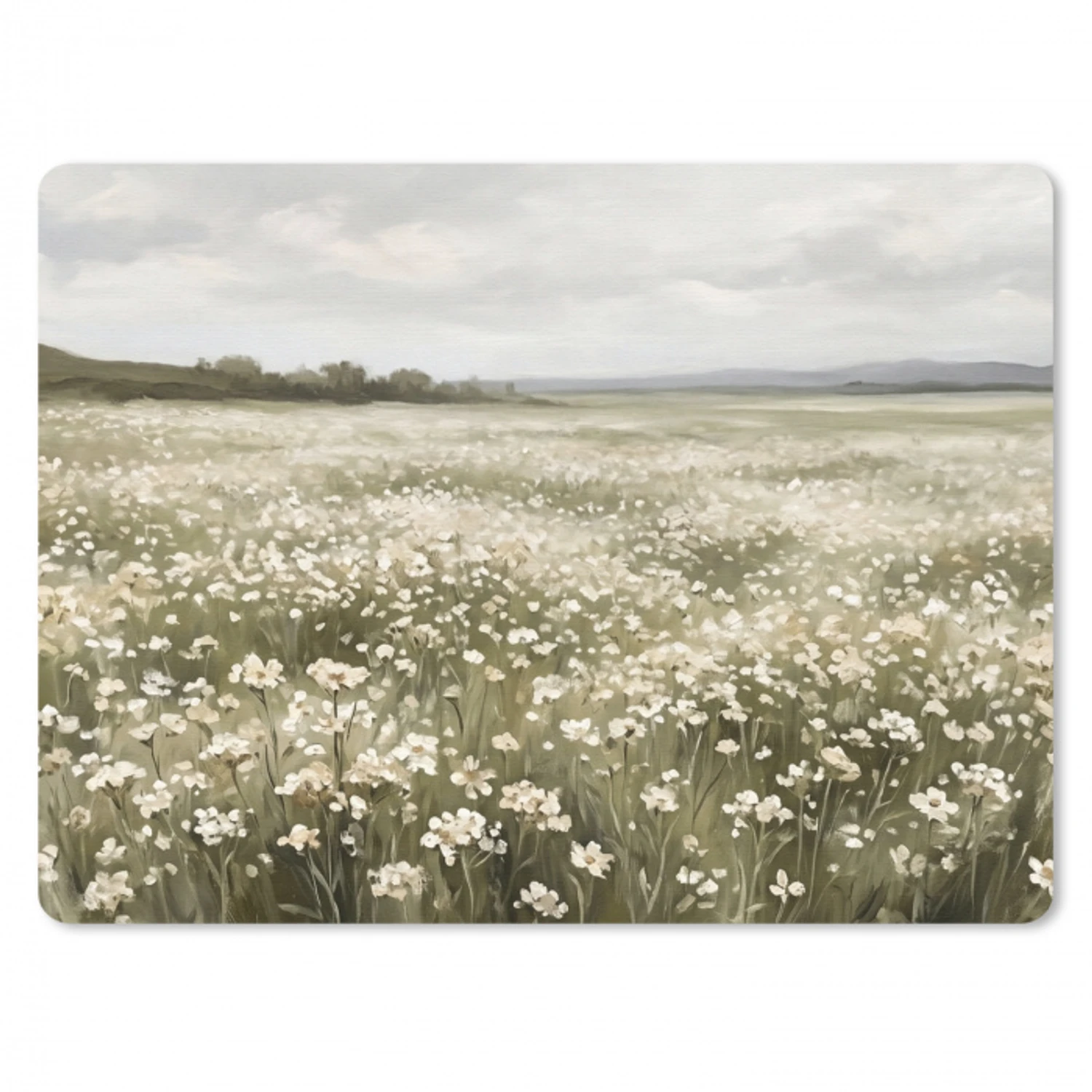 Illustratie - Landschap - Wit muismat rubber klein -3d