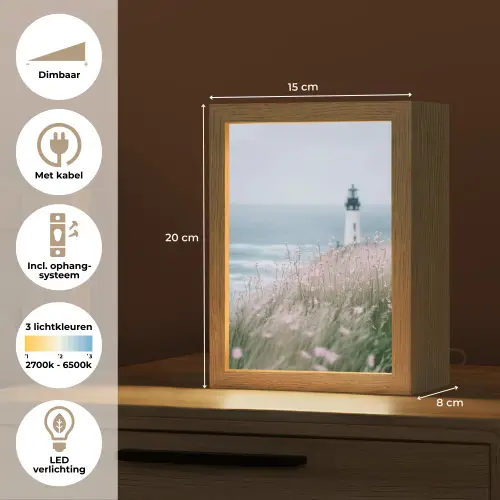 Vuurtoren - Klif - Zee - Bloemen Light Box met kabel (Tafellamp) klein -USP_NL