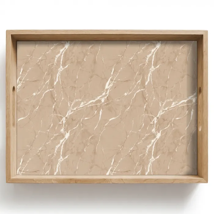 Beige - Marmer - Organisch - Wit Dienblad Rechthoek middel 911 -z3d_shopping
