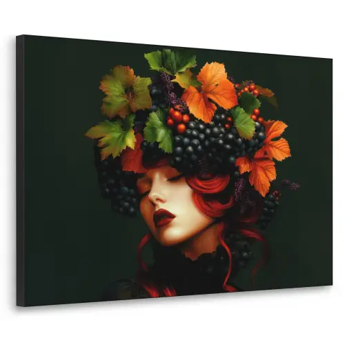 Vrouw - Rood - Groen - Druiven Textielframe - compleet frame klein -3d