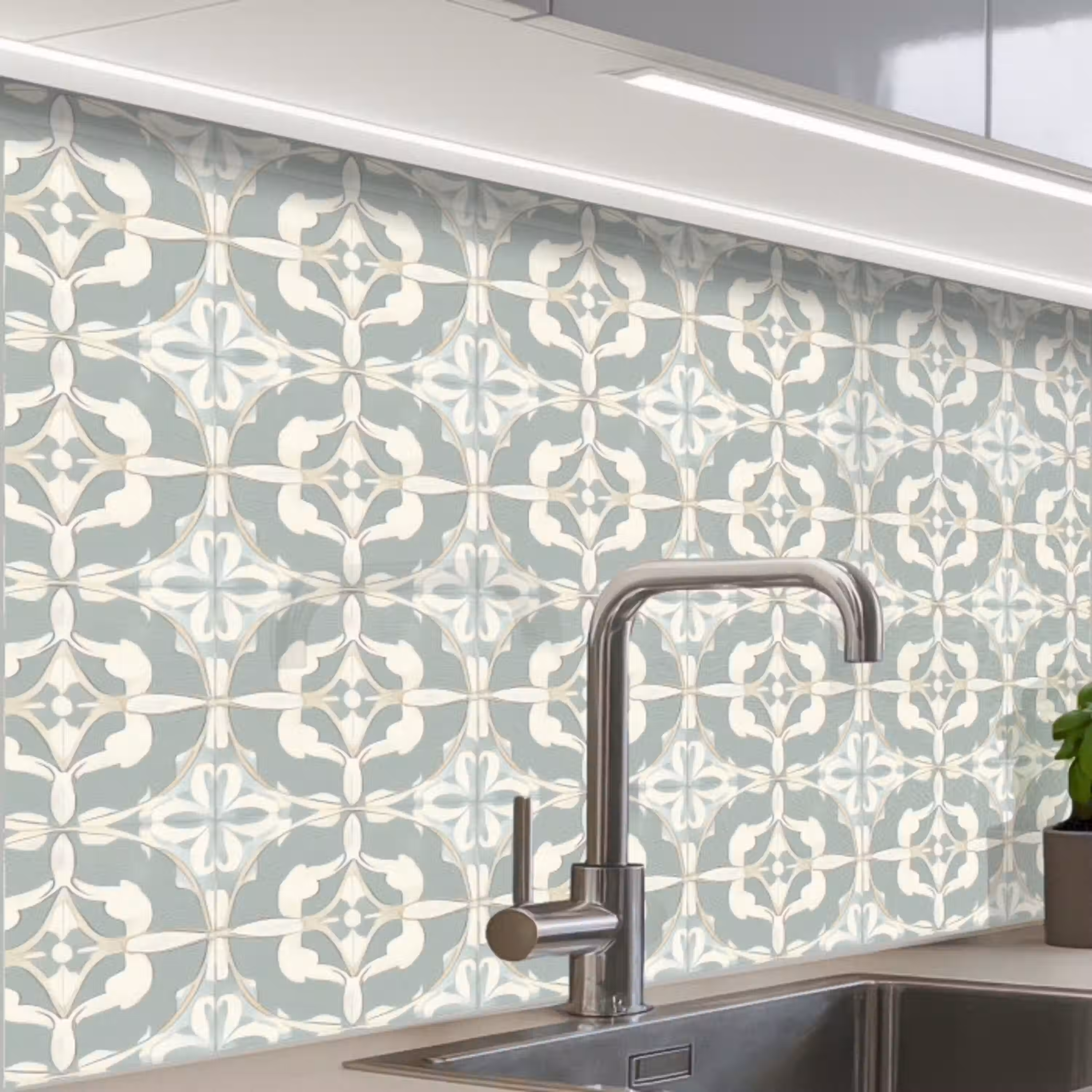 Klassiek - Pastel - Bloemaccent keuken achterwand 2 middel 865 -zzzz3d_schuin