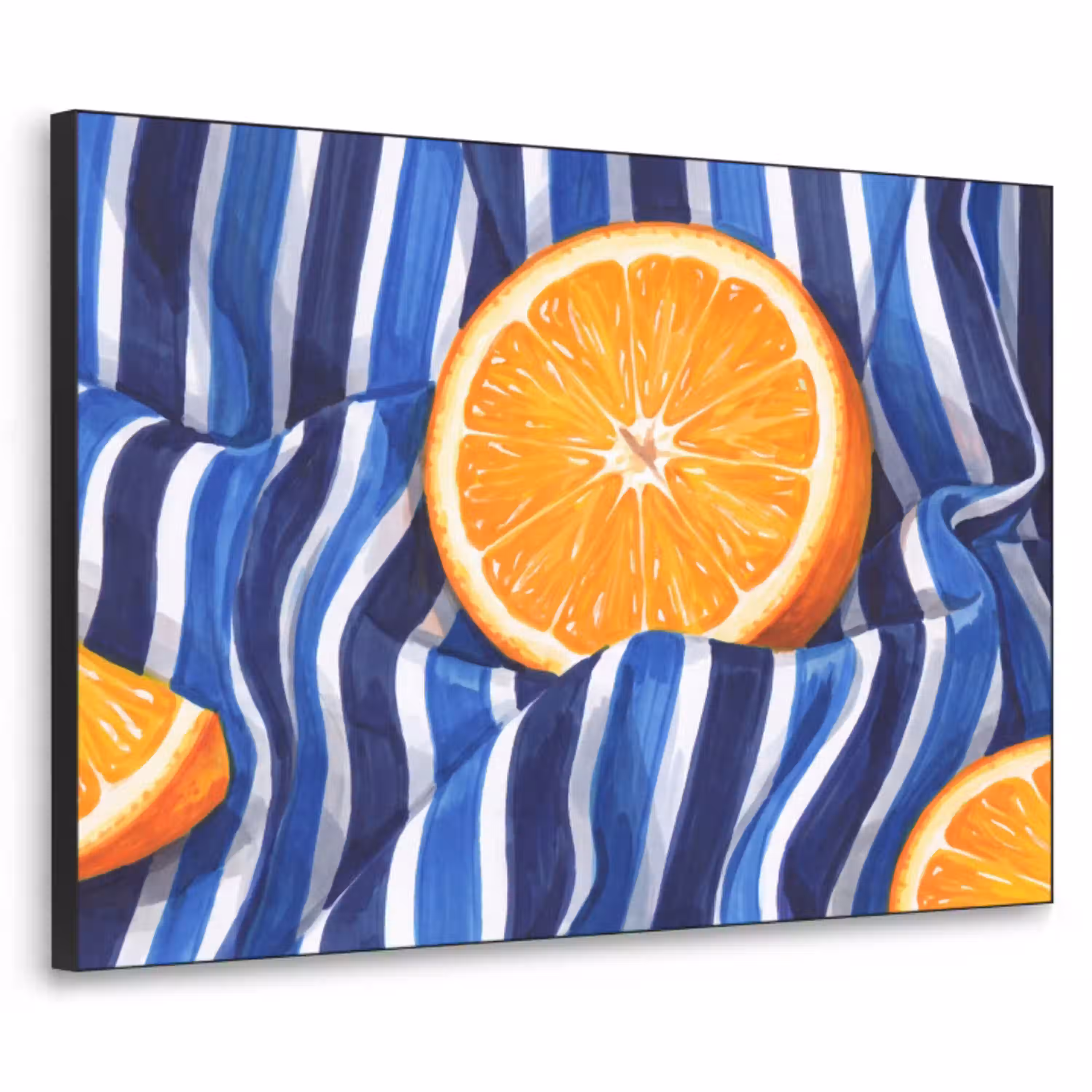 Eten - Fruit - Oranje Textielframe zwart klein -3d