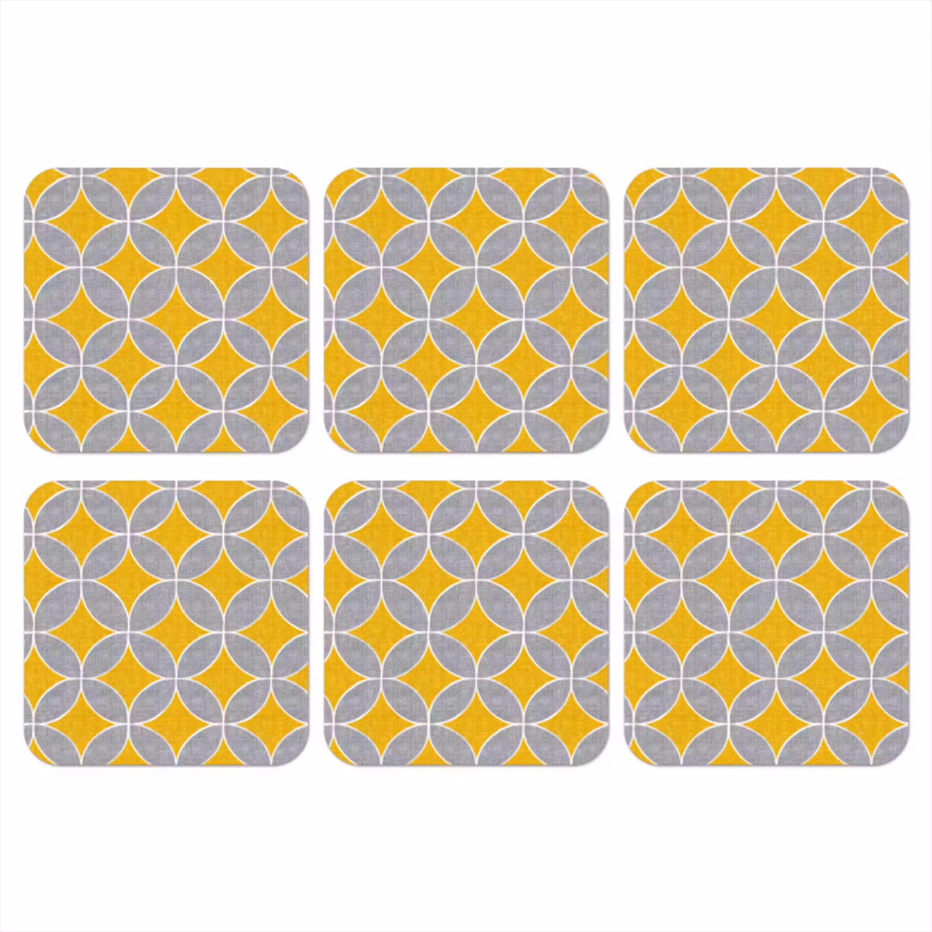 Geometrisch - Cirkels - Textuur - Grijs - Geel onderzetter kurk middel 366 -3d