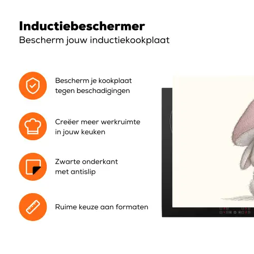 Paddenstoel - Konijn - Roze Inductie beschermer vinyl 3mm klein -zzzzzzz-td-ups