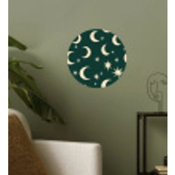 Manen - Sterren - Groen Wandcirkel behangsticker klein 186 -sfeer2