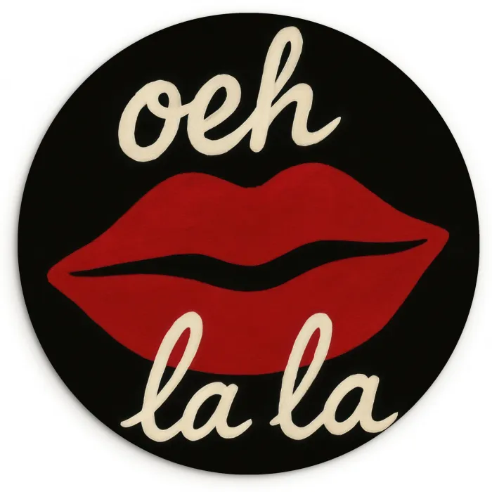 Lip - Rood - Quote Wandcirkel kunststof plaat 5mm dik klein -3d