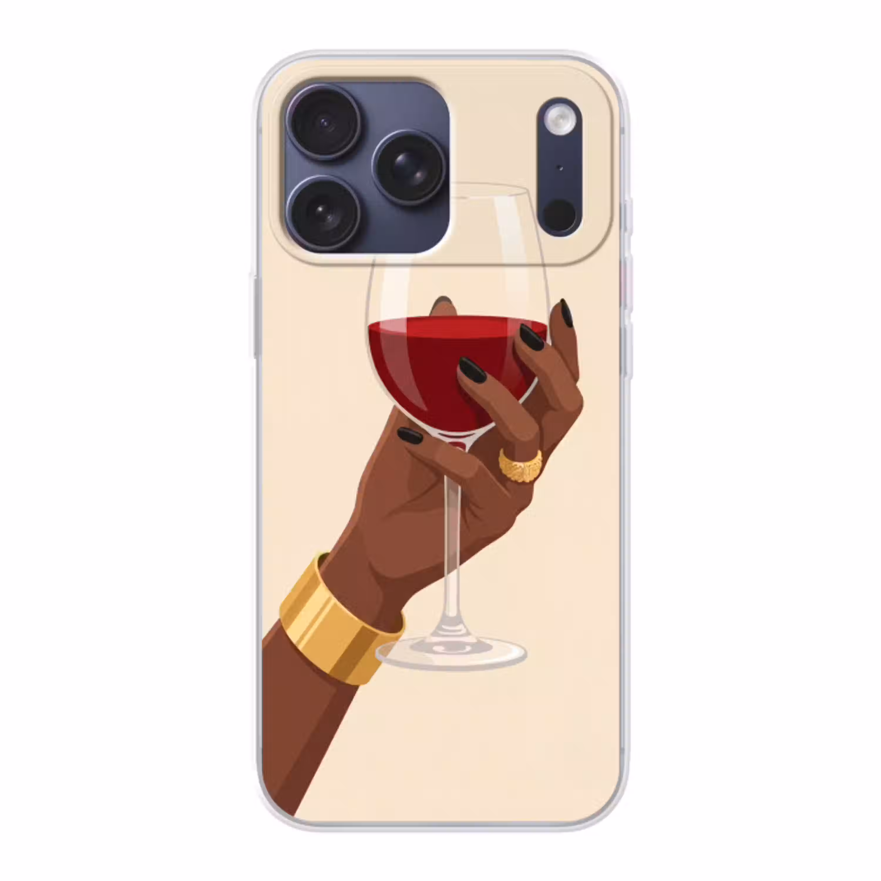 Vrouw - Wijn - Glas - Illustratie - Rood Telefoonhoesje iPhone 17 Pro Max klein -3d