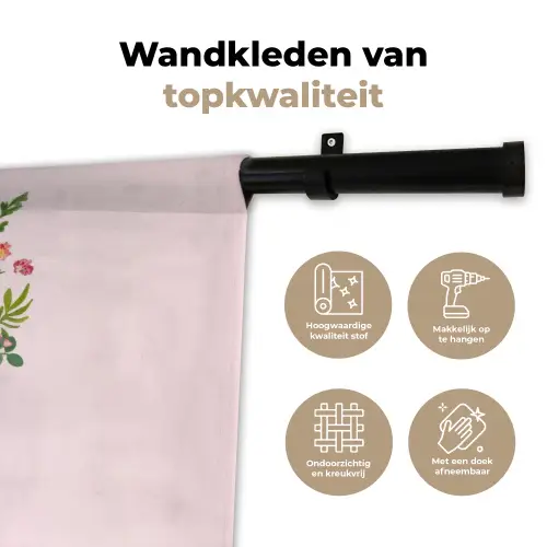 Cowboylaarzen - Roze - Boeket - Bloemen Wandkleed katoen klein -sfeer2
