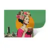 Retro - Vrouw - Stad - Zon Muursticker klein -3d