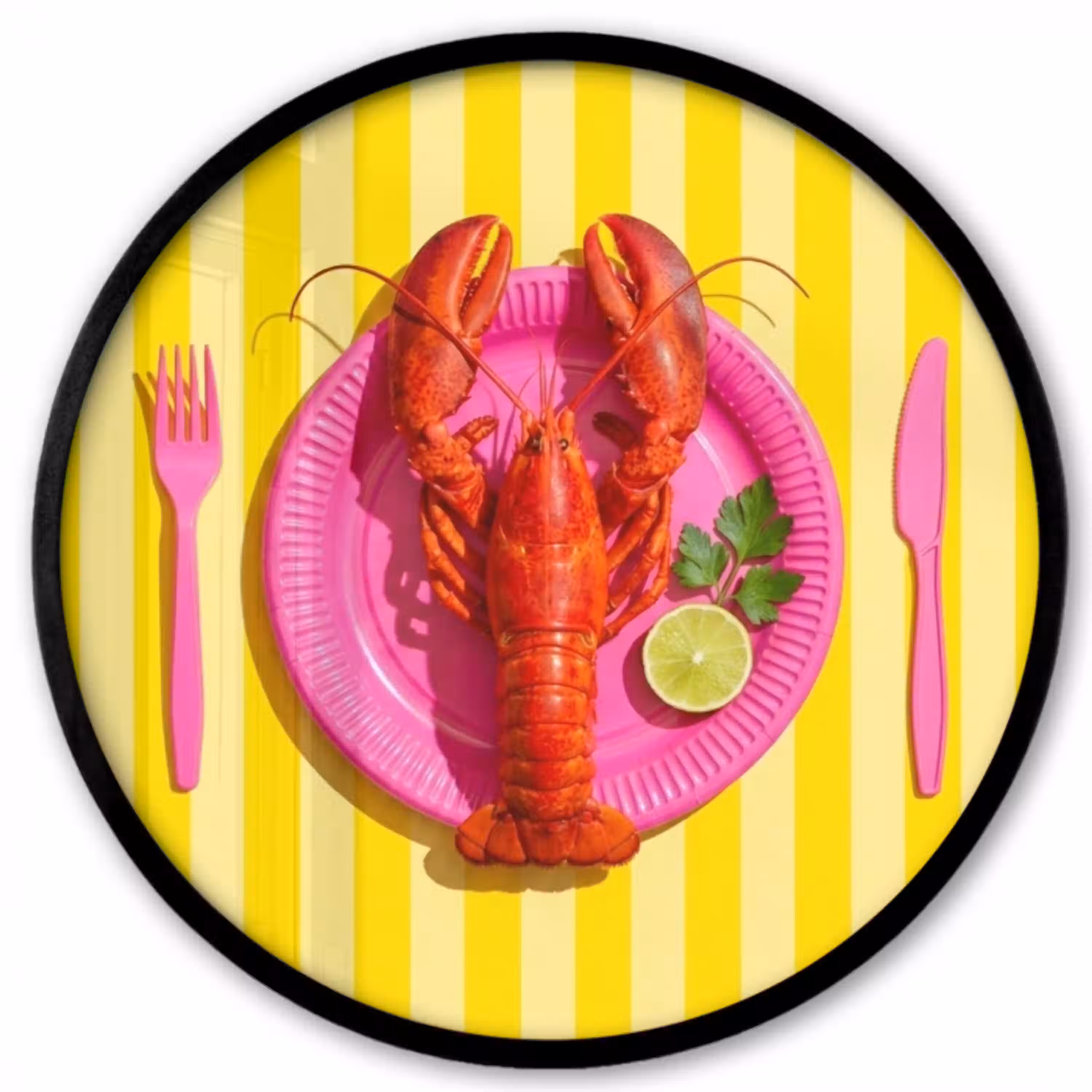 Eten - Roze - Geel - Modern - Culinaire Fotolijst rond zonder passe partout klein -3d