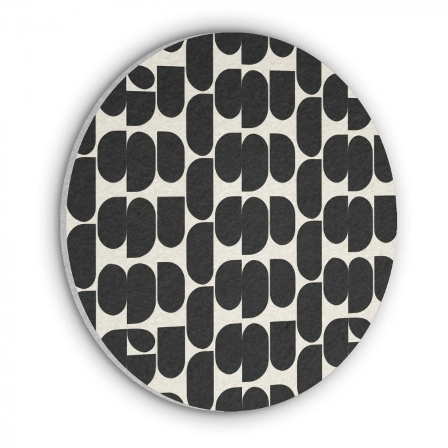 Modern - Patroon - Zwart Akoestische PET Vilt - Rond klein 838 -3d