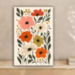 Veldbloemen - Stengels - Blaadjes - Groen canvas 2cm klein -sfeer1