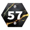 Goud zwart marmer - Modern Naambord Hexagon klein -3d