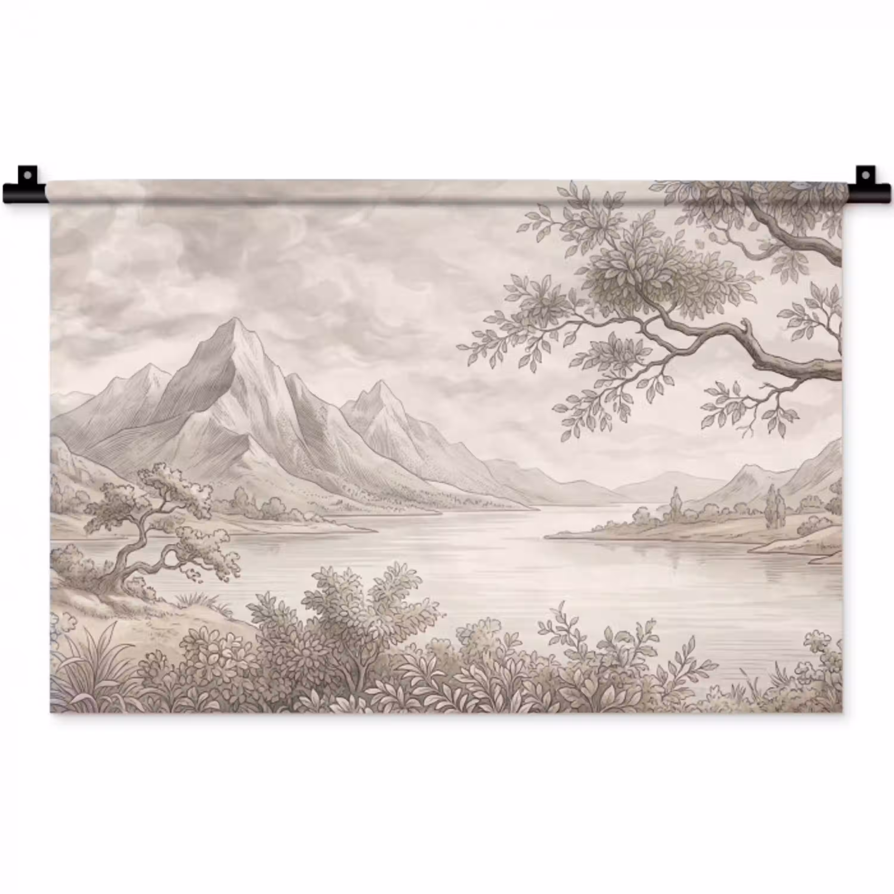 Landschap - Bergen - Meer - Natuur Wandkleed katoen klein -zz3d