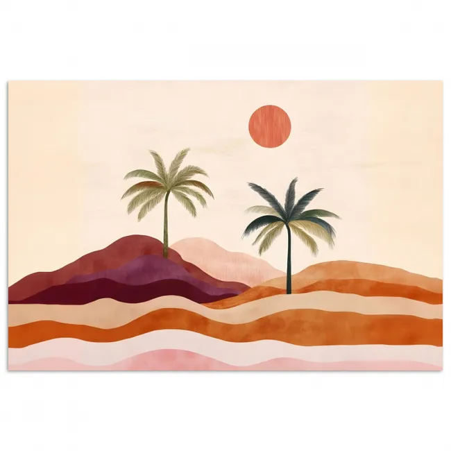 Poster - Palmbomen - Abstract - Zon - Heuvels
