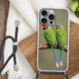 Papagaai - Tak - Natuur - Kleurrijk Hoesje iPhone 16 Pro Max met koord klein -sfeer4