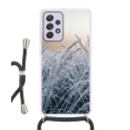 Rijp - Gras - Kristallen - Winter - Minimalistisch Hoesje Samsung Galaxy A52 5G met koord klein -3d